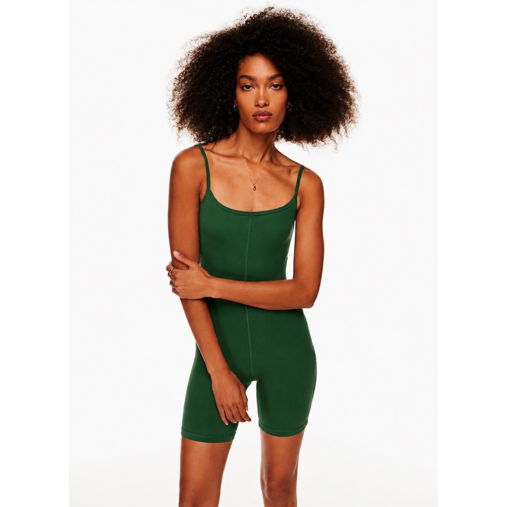 Aritzia Wilfred Free Divinity 7" Romper Green XS Athletic Biker Unitard Jumpsuit